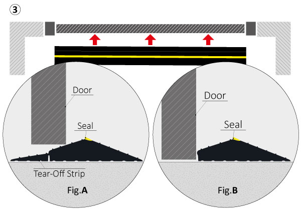 Garage door seal fitting step three