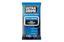 UltraGrime Multipurpose XXL+ Clothwipes 40 Pack in a resealable blue soft pack, containing extra-large heavy-duty cleaning wipes for removing grease, oil, paint, ink, and everyday grime.