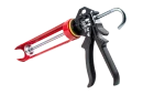 Weather Defender heavy-duty sealant gun with swivel-action barrel, designed for applying 290ml, 300ml, and 400ml adhesive and sealant cartridges during garage door threshold installation.