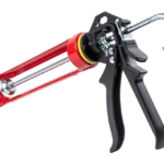 Weather Defender heavy-duty sealant gun with swivel-action barrel, designed for applying 290ml, 300ml, and 400ml adhesive and sealant cartridges during garage door threshold installation.