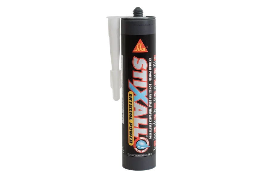 Sika Stixall Extreme Power adhesive and sealant cartridge for bonding and sealing virtually any material indoors or outdoors.